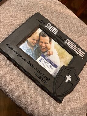 Cast Stone - “Be Strong and Courageous” Black Photo Frame